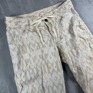 Patagonia Womens 10 Hemp Organic Cotton Ikat Cropped Pants Tan Beige Drawstring